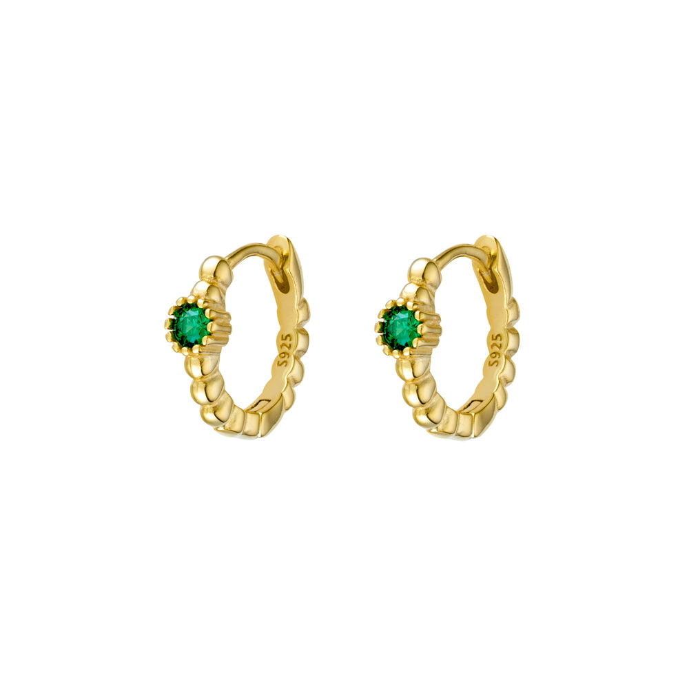 Textured Hoop Earrings - Emerald