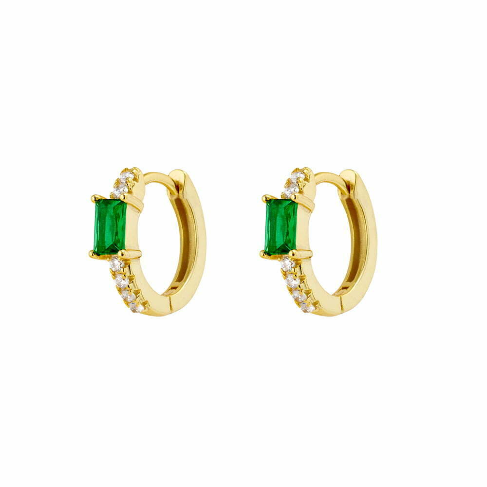Hoop Earrings - Emerald & CZ