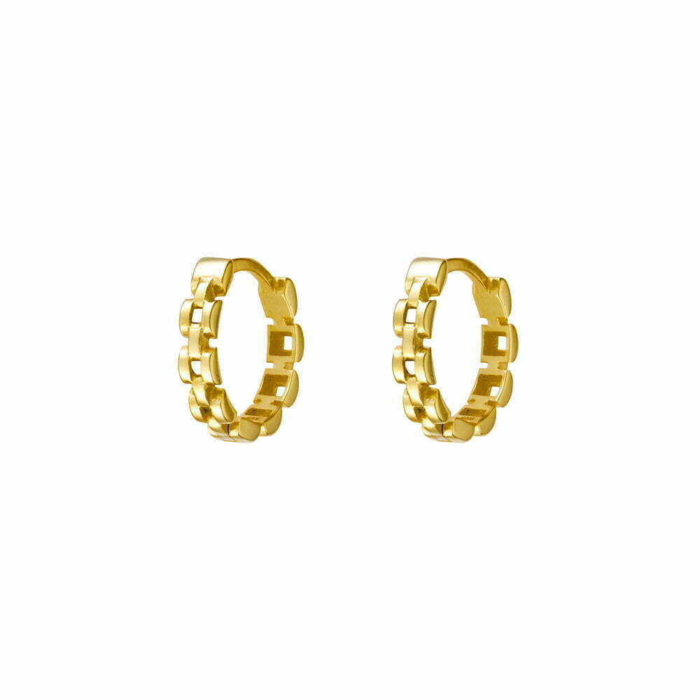 Chain Mini Hoop Earrings - Gold