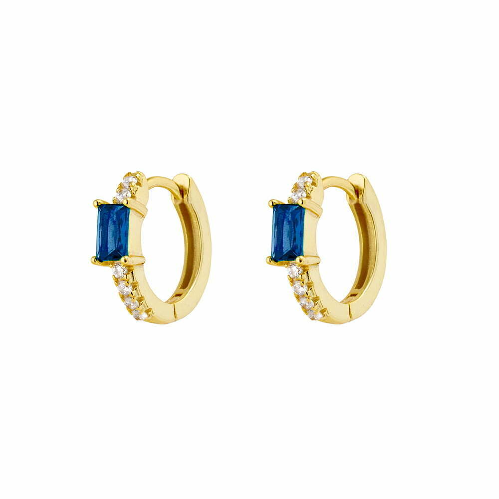 Hoop Earrings - Sapphire & CZ