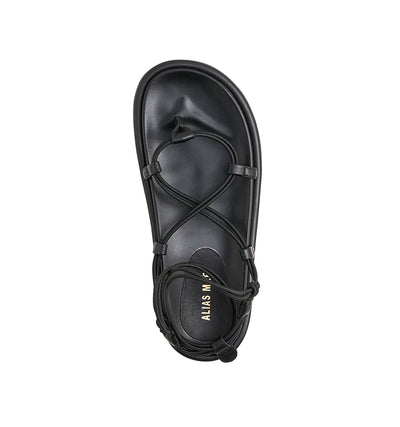 Dakota Sandal - Black Leather/Elastic