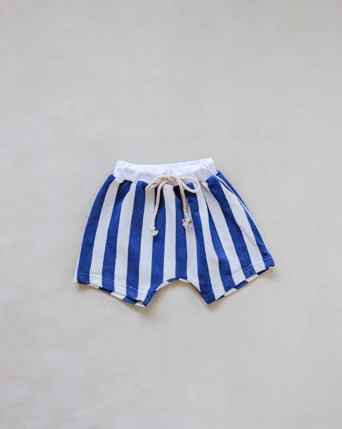Pippa Terry Towel Striped Shorts - Blue