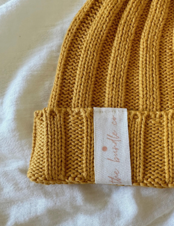 Cotton Knit Beanie - Mustard