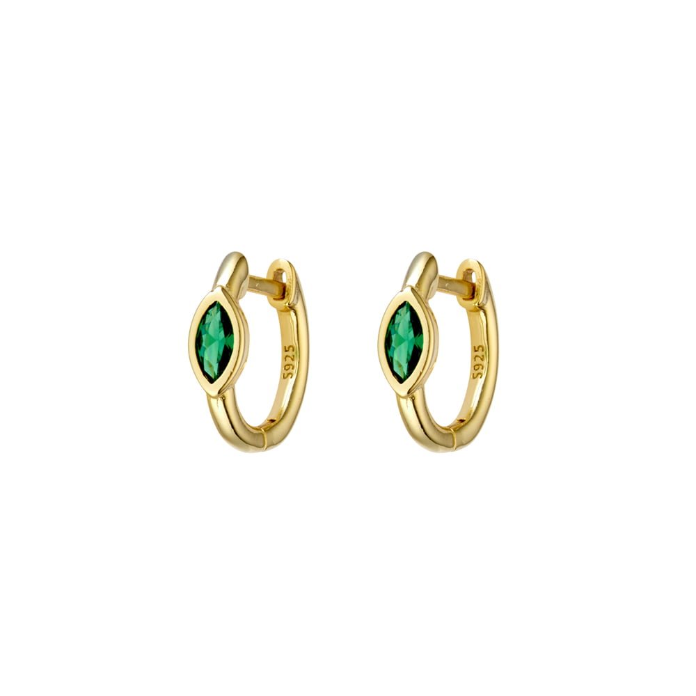 Hoop Earrings with Pear Stone - Emerald