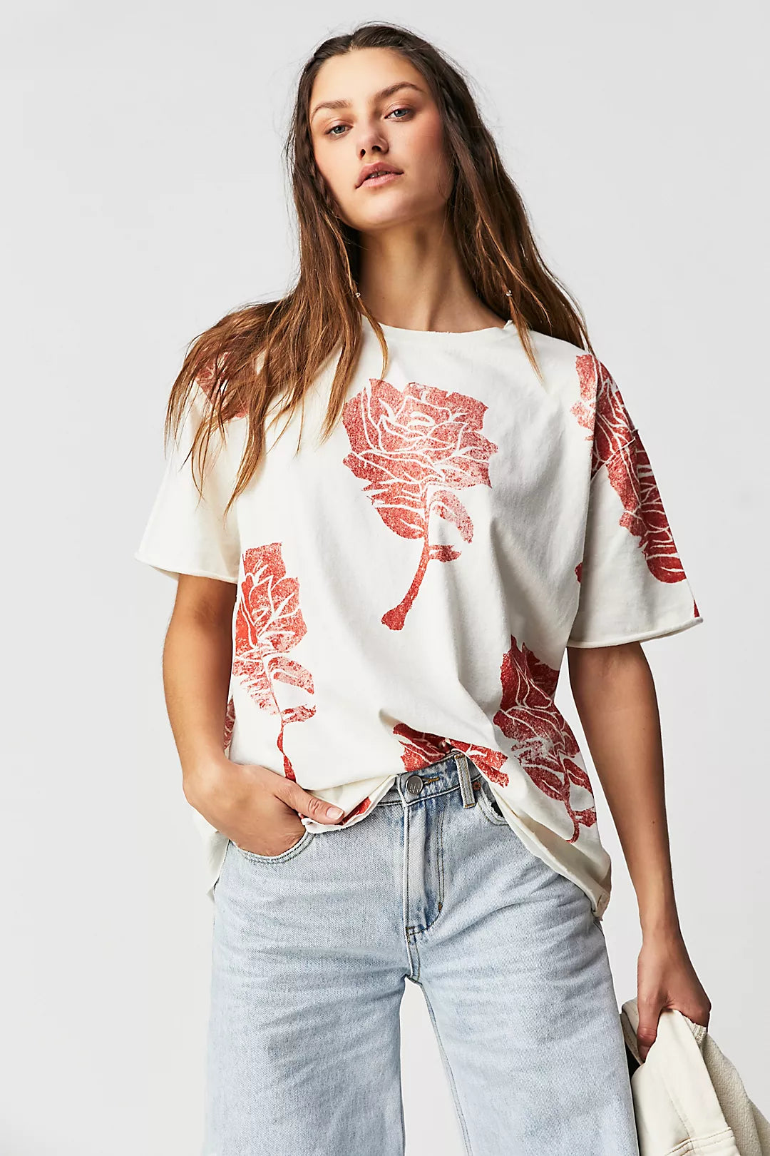 Painted Floral Tee - Ivory Combo