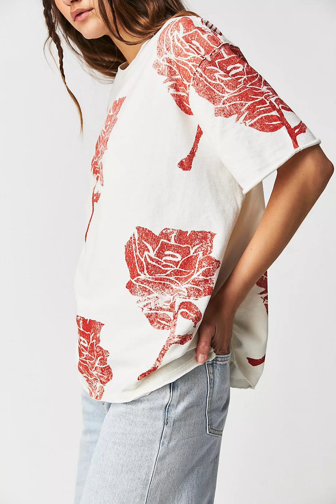 Painted Floral Tee - Ivory Combo
