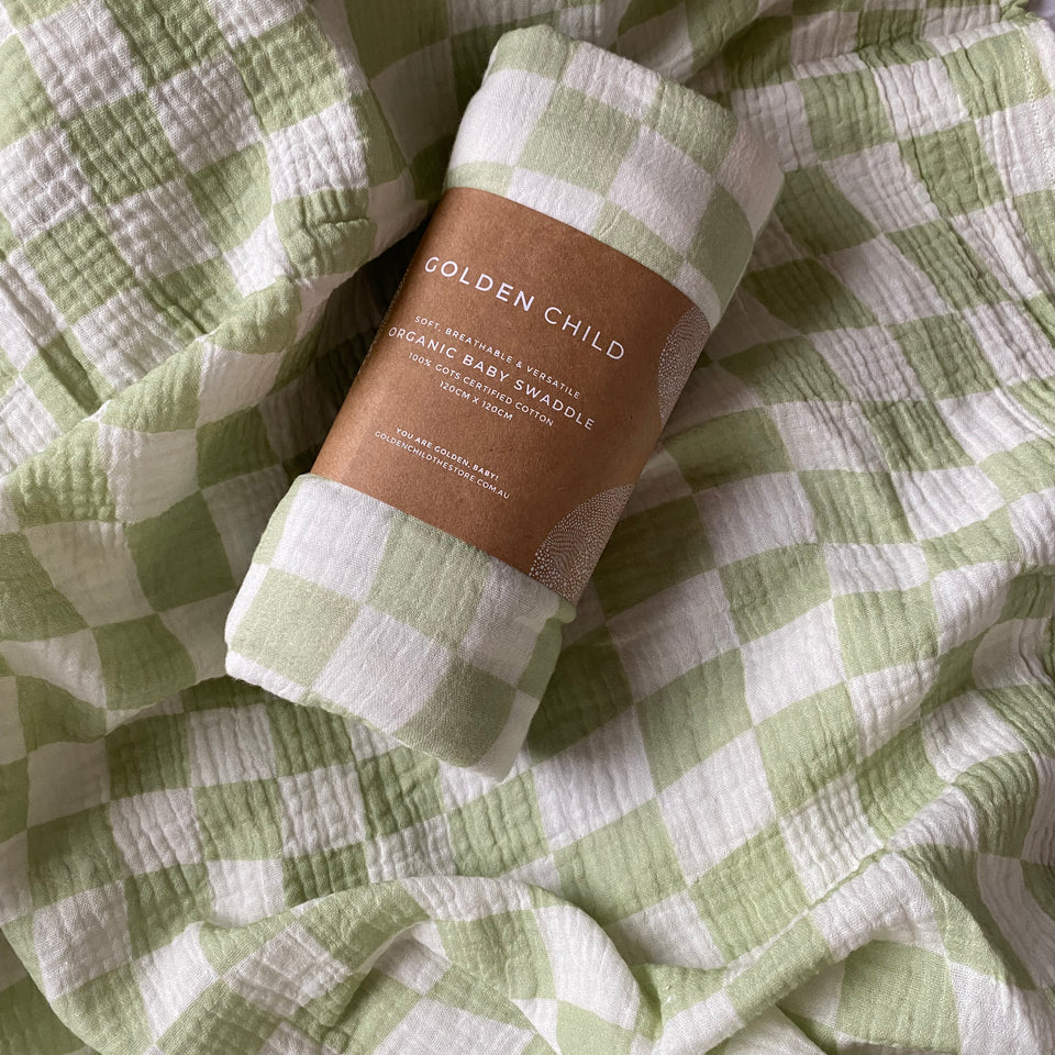 Checked Organic Baby Swaddle