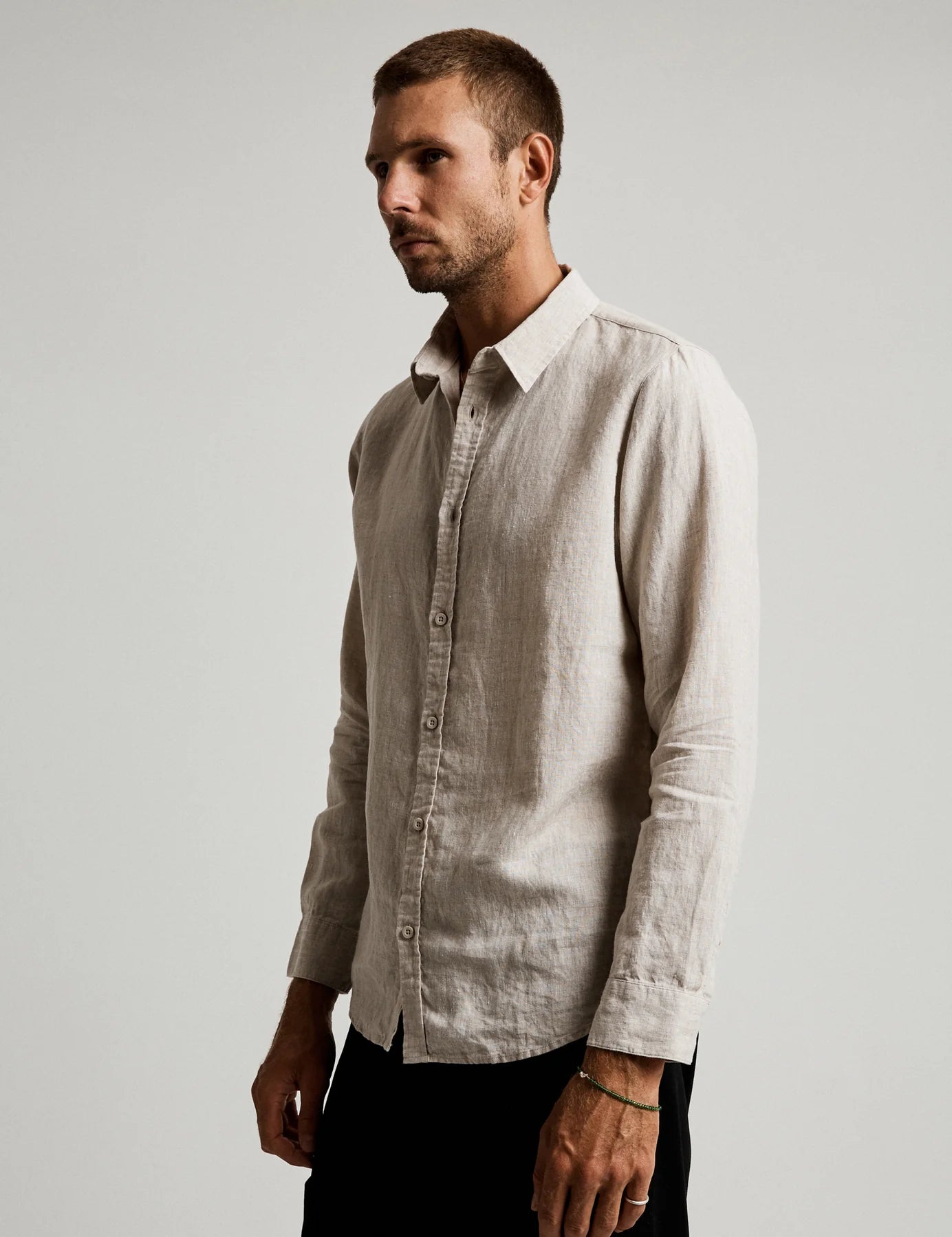 Linen Long Sleeve Shirt - Natural