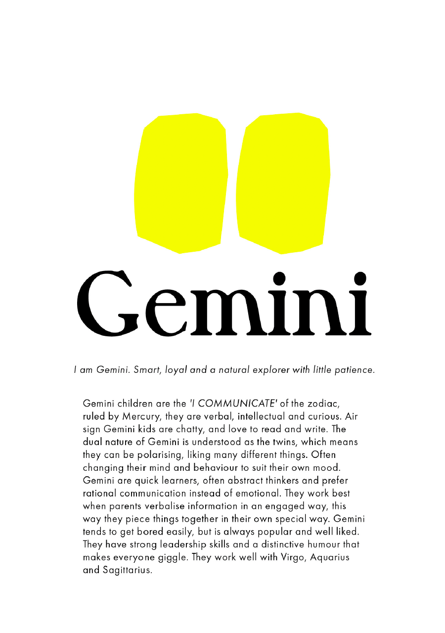 Children's Zodiac Print - Gemini